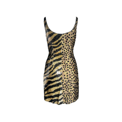 Jeanette Kastenberg 1980s Sequin Zebra Cheetah Mini Dress - As Seen On Fran Fine (The Nanny)