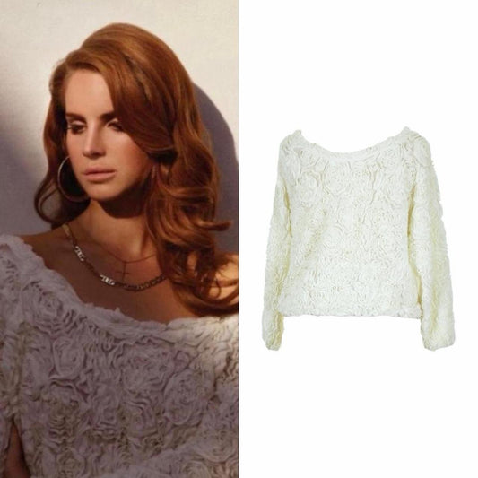 3D Rose Mesh Jumper - As Seen On Lana Del Rey