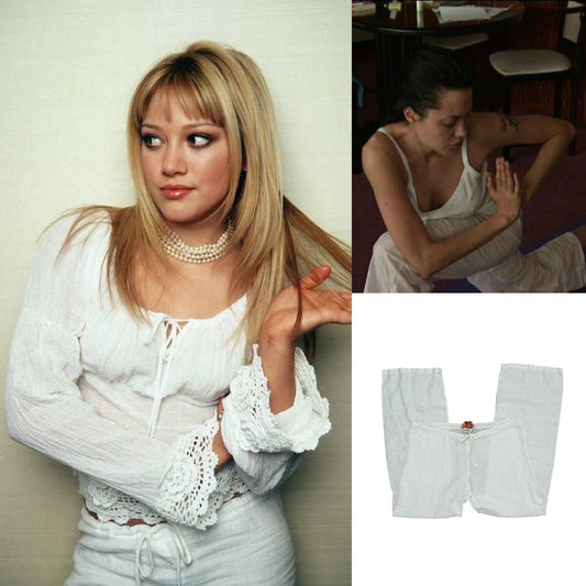 Low-Rise Linen Drawstring Pants - As Seen On Hilary Duff & Angelina Jolie