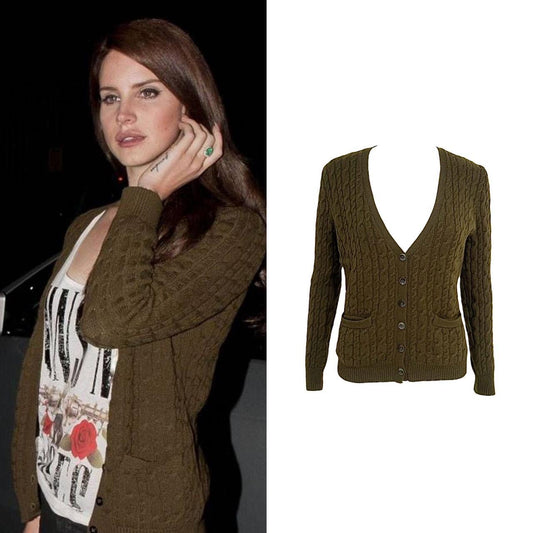Wool Cable Knit Cardigan - As Seen On Lana Del Rey