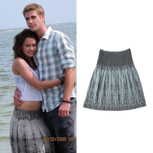 Tribal Flame Embroidered Skirt - As Seen On Miley Cyrus (The Last Song)