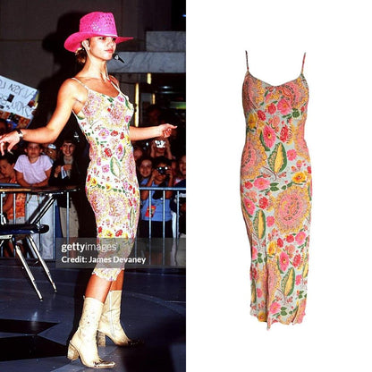 1990s Bohemian Floral Slip Dress - As Seen On Britney Spears