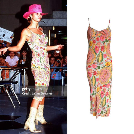 1990s Bohemian Floral Slip Dress - As Seen On Britney Spears