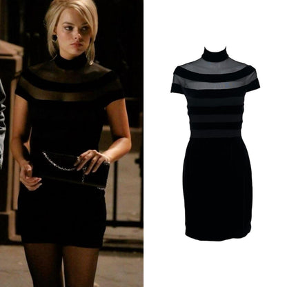 1990s Velvet Bandage Mock-Neck Dress - As Seen On Margot Robbie (The Wolf of Wall Street)