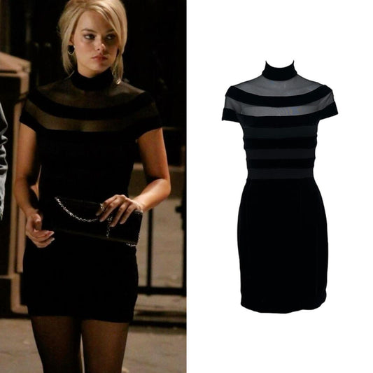 1990s Velvet Bandage Mock-Neck Dress - As Seen On Margot Robbie (The Wolf of Wall Street)