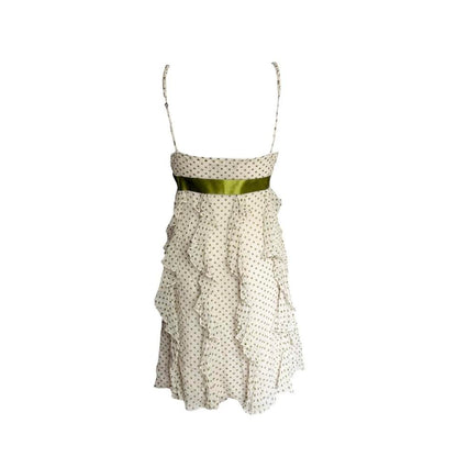 Silk Polka Dot Ruffle Bow Dress - As Seen On Holly Madison (The Girls Next Door)