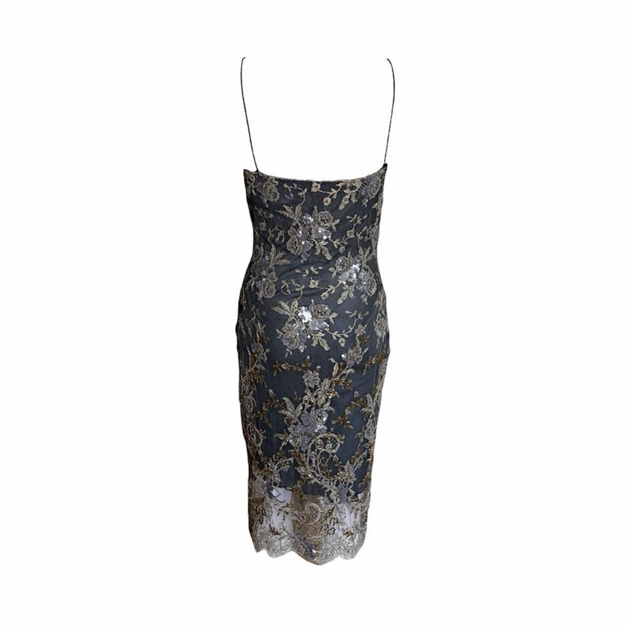 Collette Dinnigan 1990s Floral Embellished Lace Slip Dress - As Seen On Jennifer Lopez