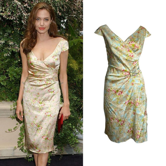 Collette Dinnigan Silk Floral Damask Sheath Dress - As Seen On Angelina Jolie