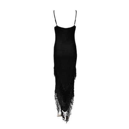 Designer 1990s Floral Crochet Fringe Dress - As Seen On Beyoncé