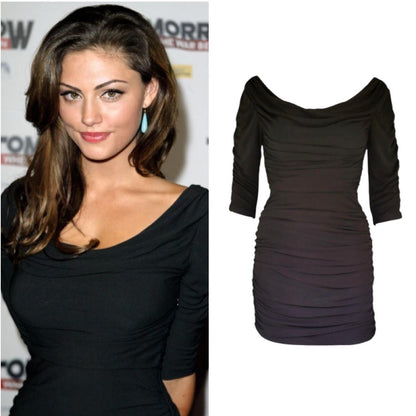 Ruched Cowl Neck Bodycon Dress - As Seen On Phoebe Tonkin