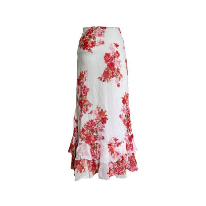 1990s Floral Ruffle Maxi Skirt - As Seen On Veronika Varekova