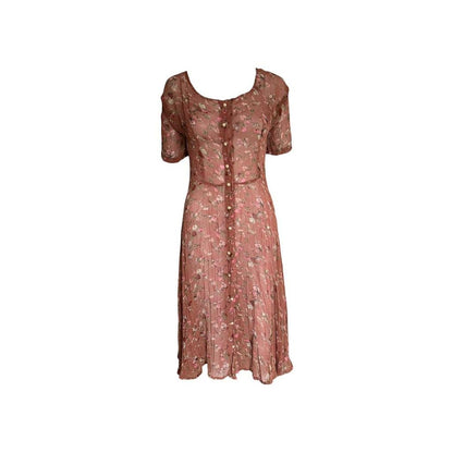 Henri Bendel 1980s Floral Pearl Button Dress - As Seen On Monica Bellucci