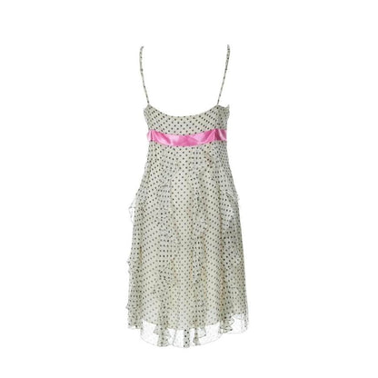 Silk Polka Dot Ruffle Bow Dress - As Seen On Holly Madison (The Girls Next Door)