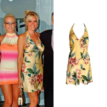 1990s Floral Silk Halter Dress - As Seen On Bridget Marquardt (The Girls Next Door)