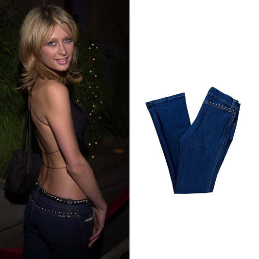Low-Rise Studded Contour Bootcut Jeans - As Seen On Paris Hilton