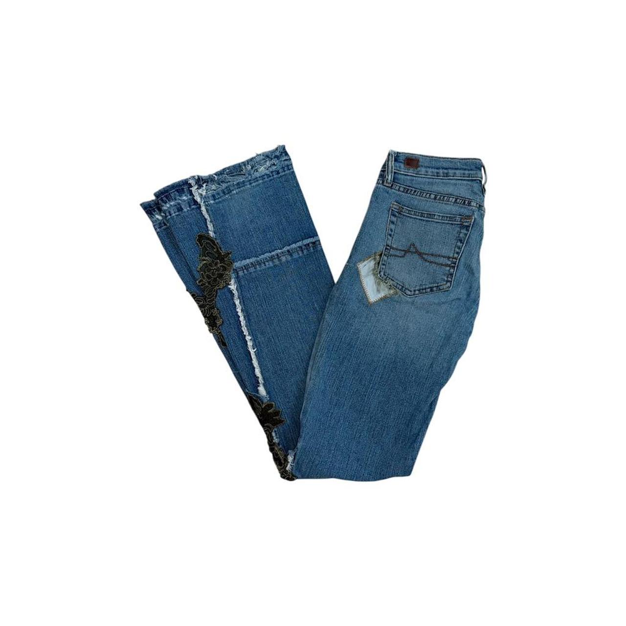 Lace-Embroidered Distressed Bootcut Jeans - As Seen On Adriana Lima