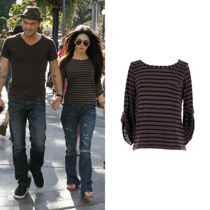 Striped Long Sleeve T-Shirt - As Seen On Megan Fox