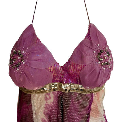 Silk Embellished Watercolor Dress - As Seen On Paris Hilton