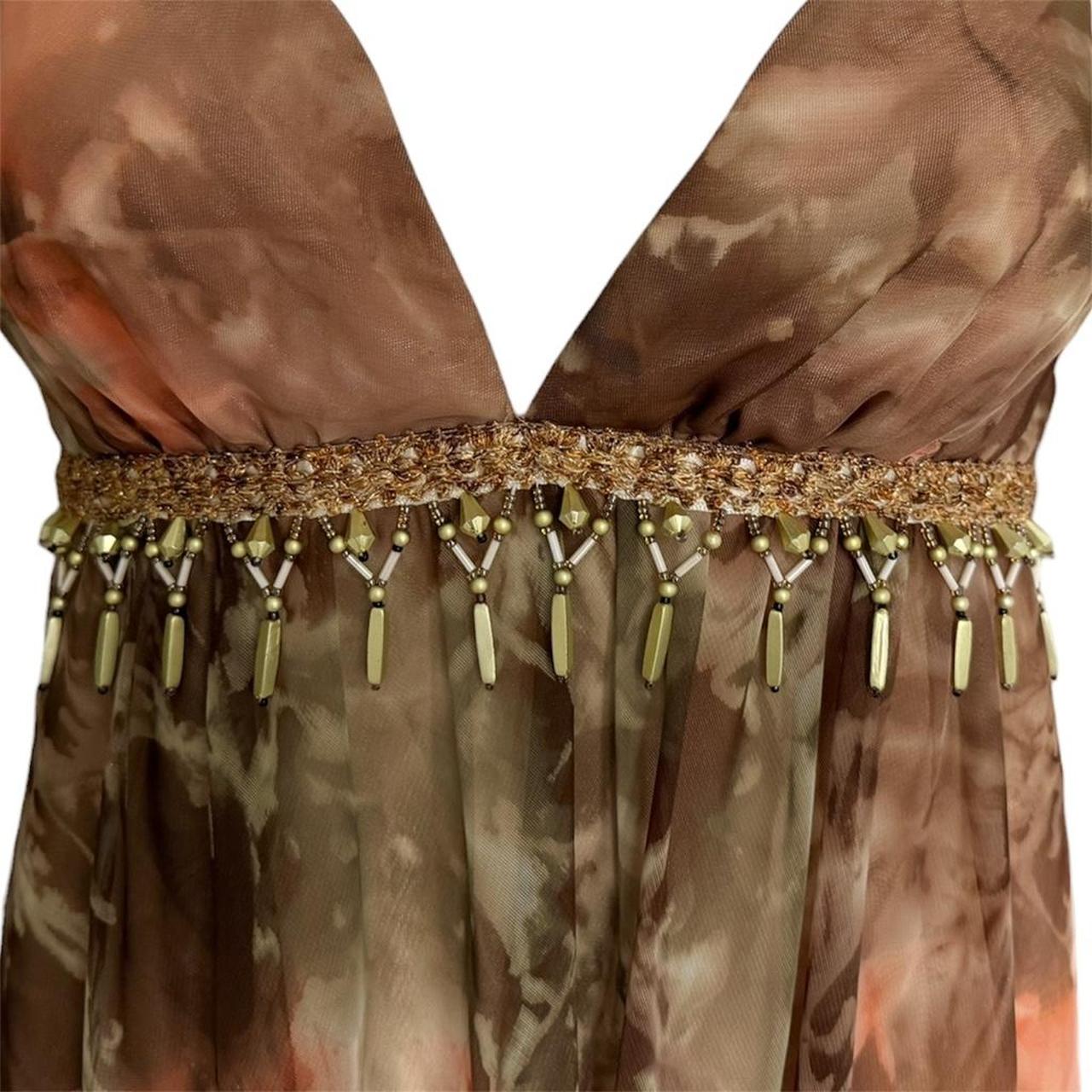 Beaded Fringe Tie-Dye Asymmetrical Dress - As Seen On Adriana Lima