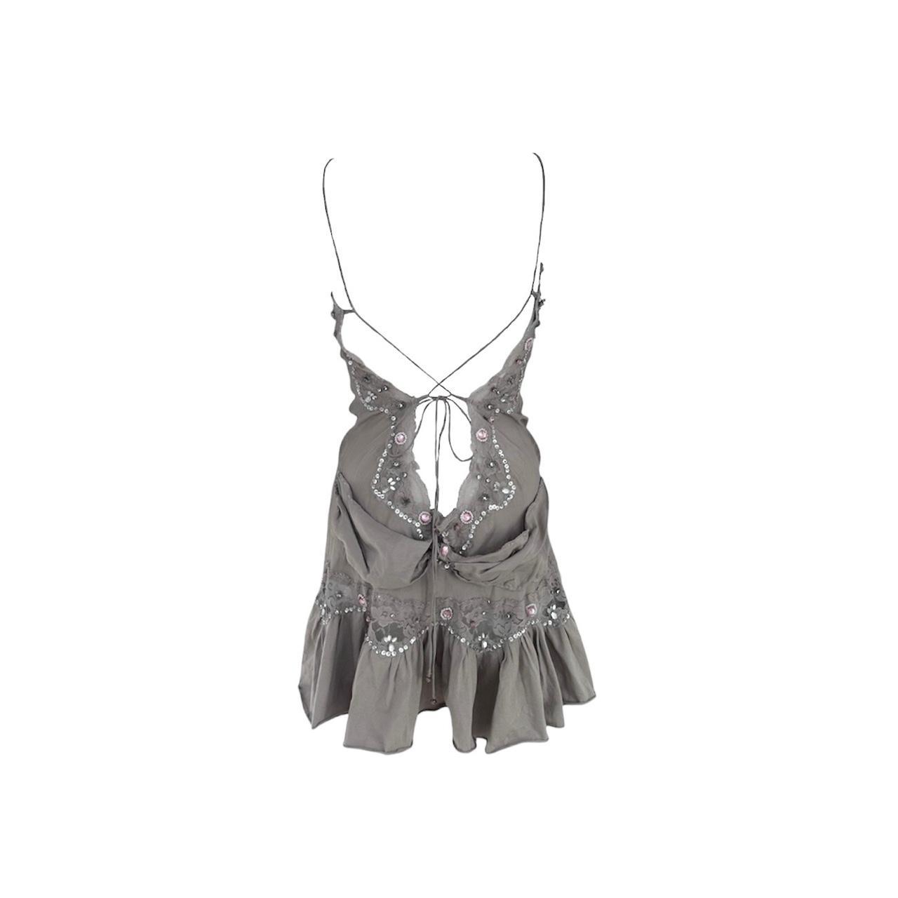 Silk Embellished Corset-Back Mini Dress - As Seen On Paris Hilton