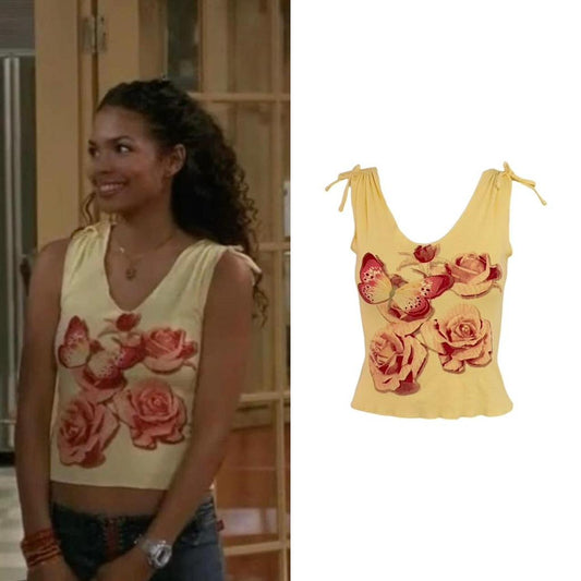 Butterfly Rose Sparkle Graphic Tank Top - As Seen On Claire Kyle (My Wife and Kids)