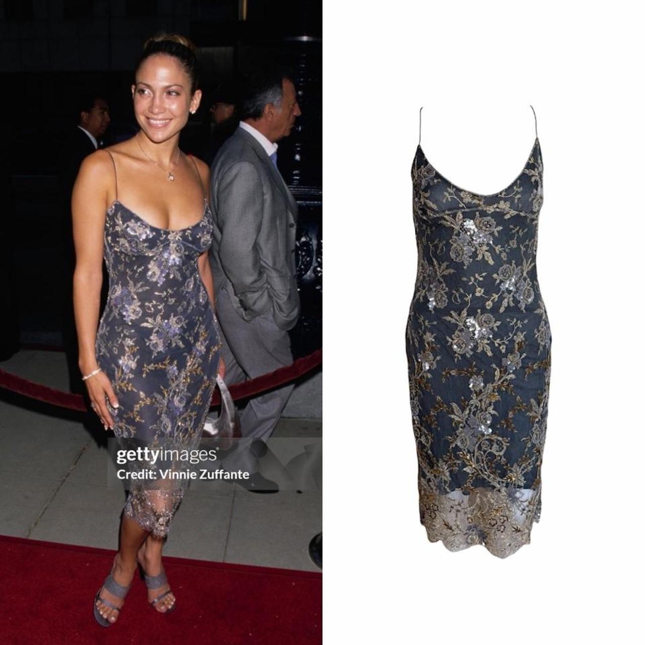Collette Dinnigan 1990s Floral Embellished Lace Slip Dress - As Seen On Jennifer Lopez