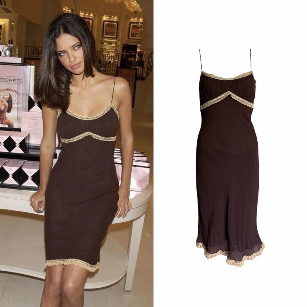 Lace Trim Silk Slip Dress - As Seen On Adriana Lima