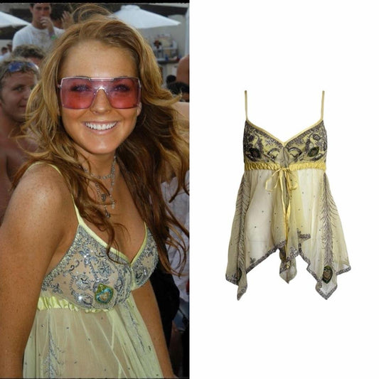 Matthew Williamson Peacock Motif Embellished Camisole - As Seen On Lindsay Lohan