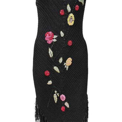 Designer 1990s Floral Crochet Fringe Dress - As Seen On Beyoncé