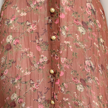 Henri Bendel 1980s Floral Pearl Button Dress - As Seen On Monica Bellucci