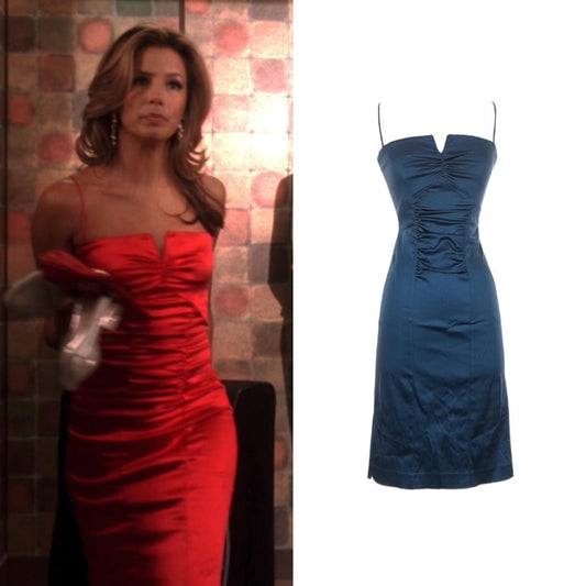 Satin Ruched Sheath Dress - As Seen On Gabrielle Solis (Desperate Housewives)