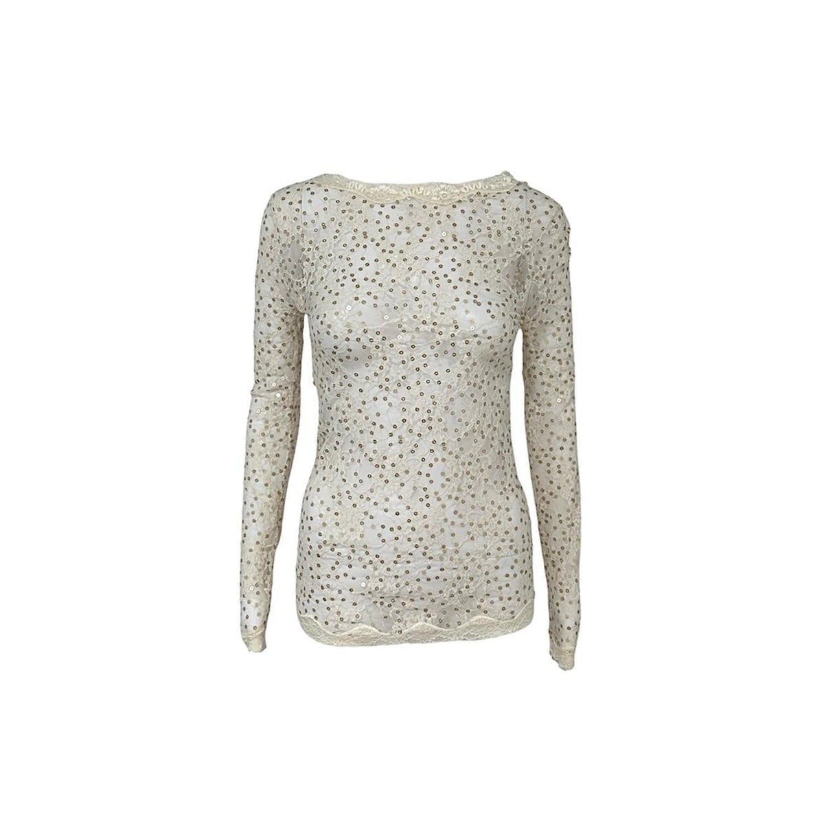 Lace Sequin Long Sleeve Blouse - As Seen On Candice Swanepoel