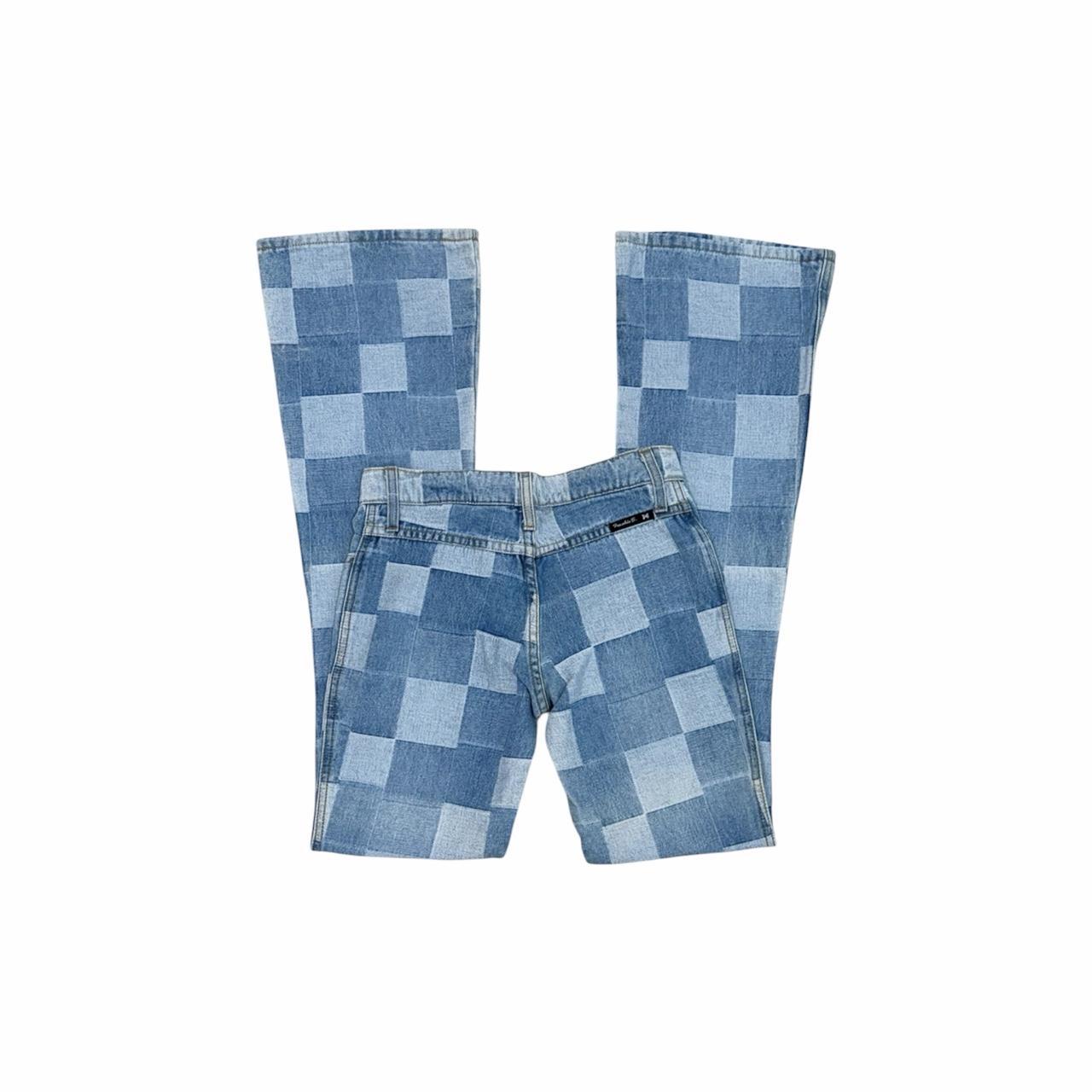 Patchwork Checkered Low-Rise Bootcut Jeans - As Seen On Jamie Pressly (Not Another Teen Movie)