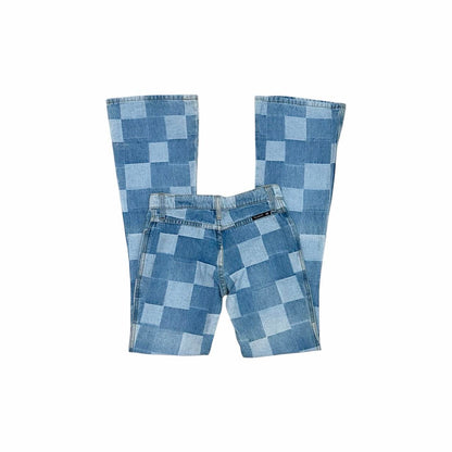 Patchwork Checkered Low-Rise Bootcut Jeans - As Seen On Jamie Pressly (Not Another Teen Movie)