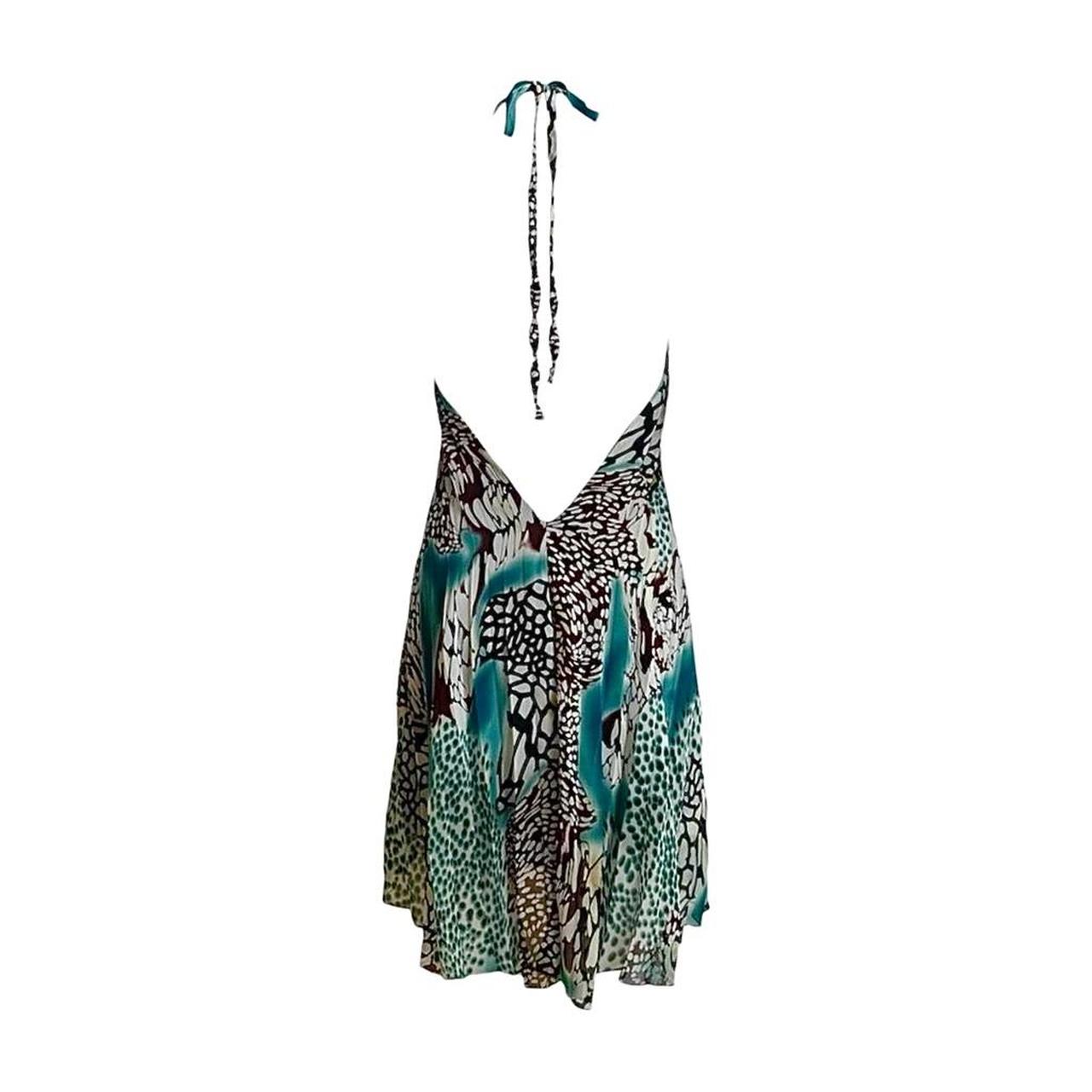 Abstract Leopard Print Pleated Halter Dress - As Seen On Paris Hilton