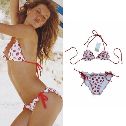 Kisses Print Ruffle-Edge Bikini - As Seen On Gisele Bündchen