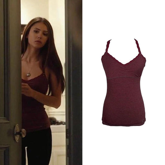 Lace Trim Heather Tank Top - As Seen On Elena Gilbert (The Vampire Diaries)