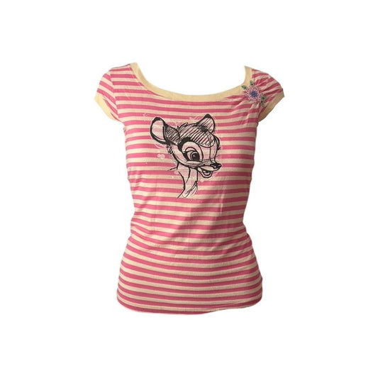 1990s Bambi Floral Striped T-Shirt - As Seen On Paris Hilton