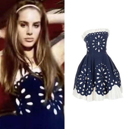 Betsey Johnson Eyelet Strapless Cupcake Dress - As Seen On Lana Del Rey