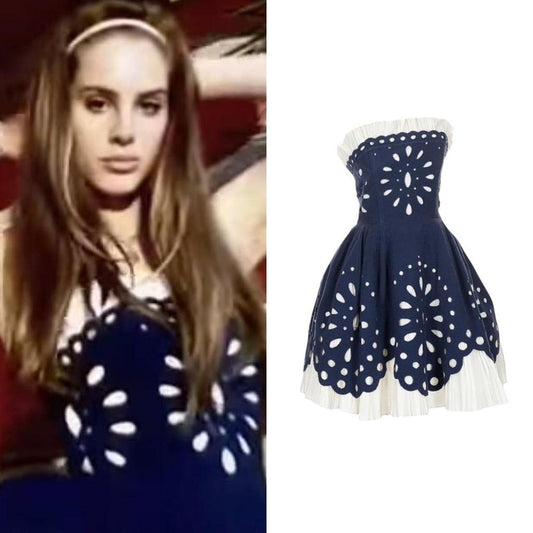 Betsey Johnson Eyelet Strapless Cupcake Dress - As Seen On Lana Del Rey