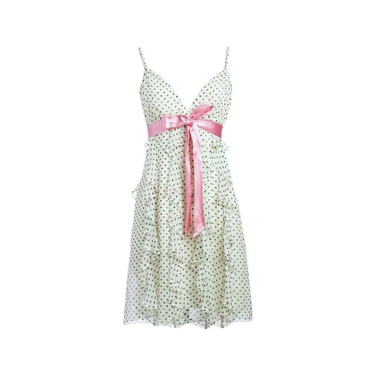 Silk Polka Dot Ruffle Bow Dress - As Seen On Holly Madison (The Girls Next Door)