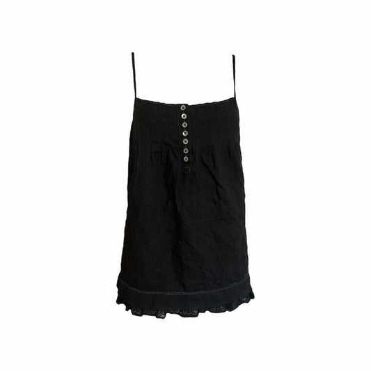 Linen Pleated Lace Trim Camisole - As Seen On Jessica Alba