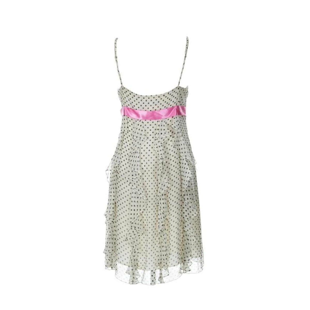 Silk Polka Dot Ruffle Bow Dress - As Seen On Holly Madison (The Girls Next Door)