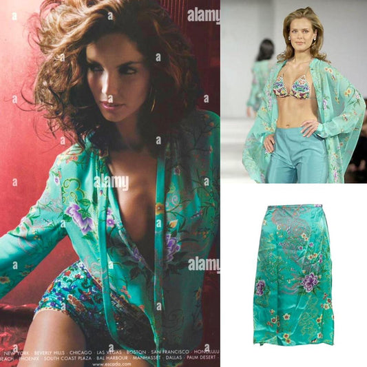 Escada Spring/Summer 2001 Silk Tropical Floral Skirt - As Seen On The Runway