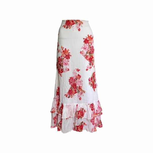1990s Floral Ruffle Maxi Skirt - As Seen On Veronika Varekova
