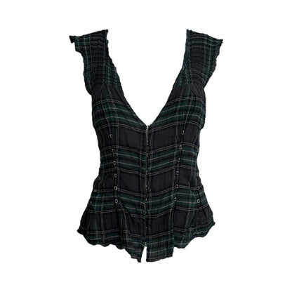Plaid Pintuck Corset Blouse - As Seen On Elena Gilbert (The Vampire Diaries)