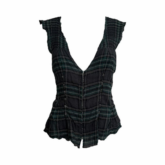 Plaid Pintuck Corset Blouse - As Seen On Elena Gilbert (The Vampire Diaries)