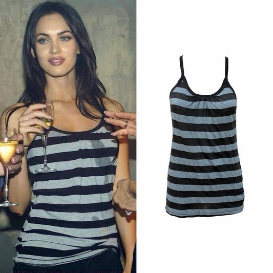 Striped Ruched Tank Top - As Seen On Megan Fox