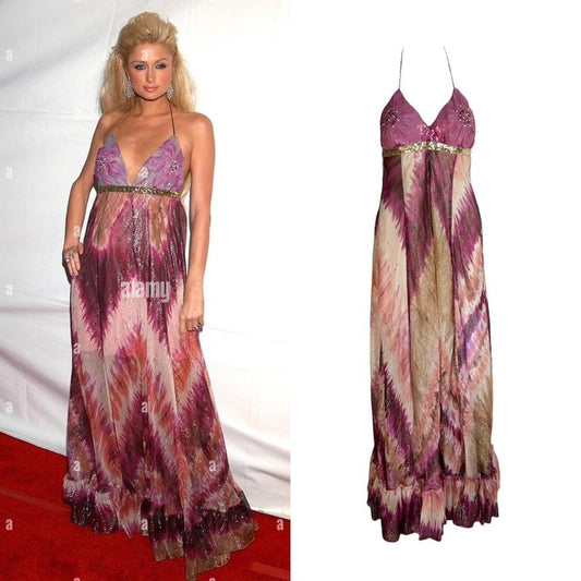 Silk Embellished Watercolor Dress - As Seen On Paris Hilton