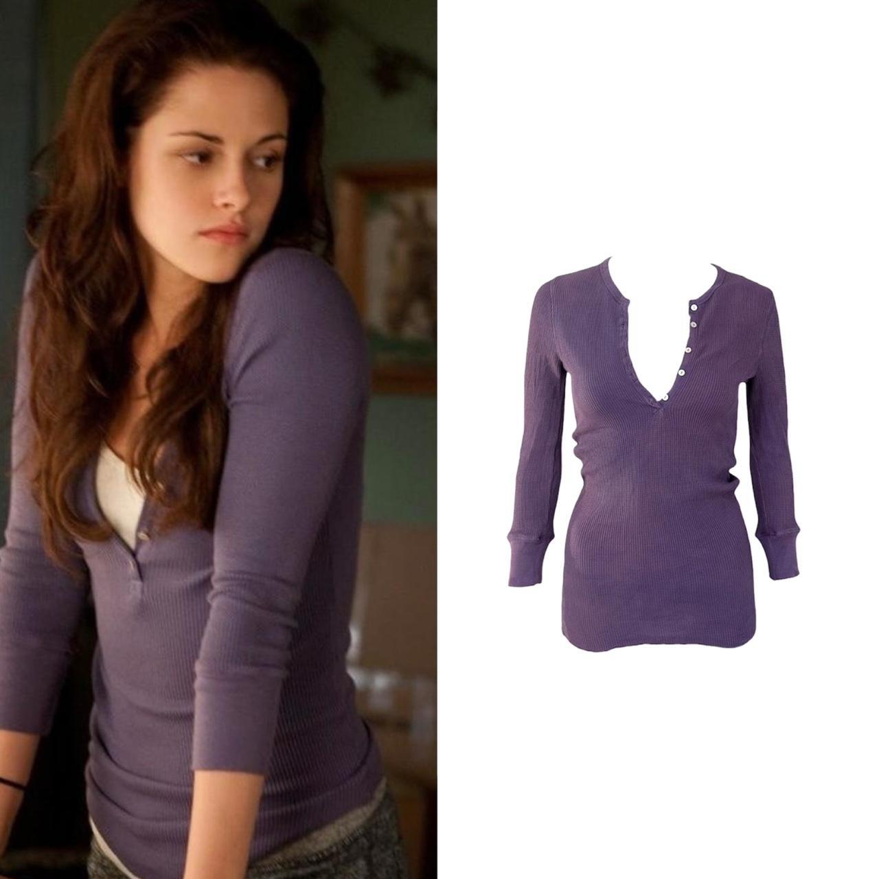 Waffle Knit 3/4 Sleeve Thermal Henley - As Seen On Bella Swan (Twilight)